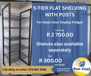 Flat Shelving and Posts for Display Glass Door Fridge