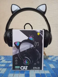  Wireless Bluetooth Cat Ear Stereo Headphones with Mic &amp; Flashing Lights