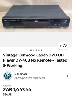 Kenwood (Vintage) CD DVD player for Sale! (Perfect Working Order)