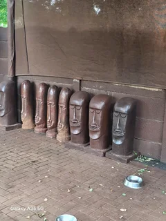 Stone face sculptures