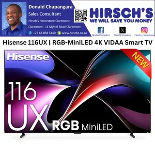 Hisense 116ux | Rgb-miniled 4k Vidaa Smart Tv · Rgb-miniled · Cinestage X-surround 6.2.2 · Dolby Vis