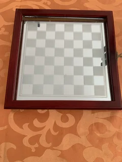 Glass chess with wooden case