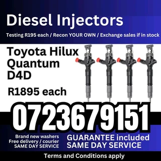Toyota Hilux, Quantum and D4D Diesel Injectors for sale