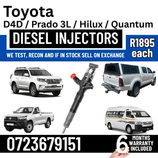 Toyota D4D Prado 3L Hilux and Quantum Diesel Injectors for sale