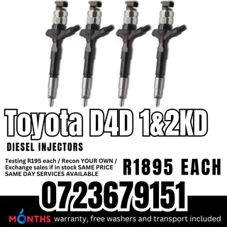 Toyota Hilux D4D 1& 2KD diesel injectors for sale