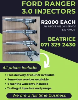 Ford Ranger 3.0 Diesel Injectors For Sale With Warranty