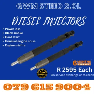 GWM Steed 2.0L Diesel Injectors for sale on service exchange or to recon