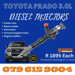 Toyota Prado 3.0L Diesel Injectors for sale on service exchange or to recon