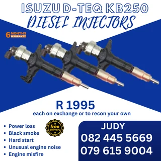Isuzu D-TEQ KB250 Diesel Injectors for sale on service exchange or to recon