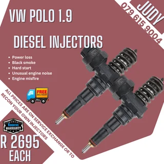 VW Polo 1.9 Diesel Injectors for sale on service exchange or to recon