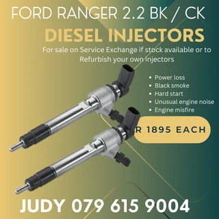 Ford Ranger 2.2 BK / CK Diesel Injectors for sale on service exchange or to recon