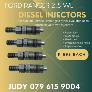 Ford Ranger 2.5 WL Diesel Injectors for sale on service exchange or to recon