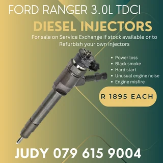 Ford Ranger 3.0L TDCI Diesel Injectors for sale on service exchange or to recon