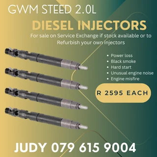 GWM Steed 2.0L Diesel Injectors for sale on service exchange or to recon