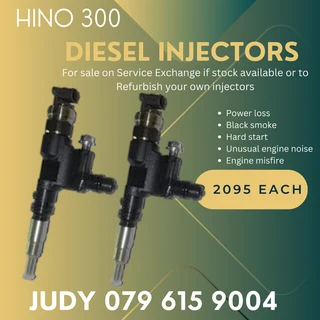 Hino 300 Diesel Injectors for sale on service exchange or to recon