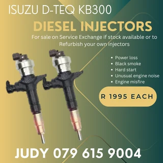 Isuzu D-TEQ KB300 Diesel Injectors for sale on service exchange or to recon