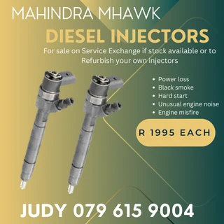 Mahindra Mhawk Diesel Injectors for sale on service exchange or to recon