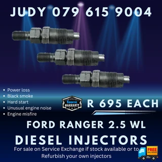 Ford Ranger 2.5 WL Diesel Injectors for sale on service exchange or to recon