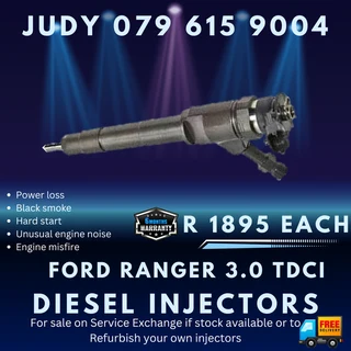 Ford Ranger 3.0L TDCI Diesel Injectors for sale on service exchange or to recon