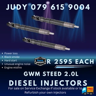 GWM Steed 2.0L Diesel Injectors for sale on service exchange or to recon