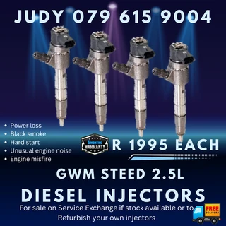 GWM Steed 2.5 Diesel Injectors for sale on service exchange or to recon