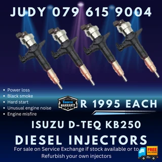 Isuzu D-TEQ KB250 Diesel Injectors for sale on service exchange or to recon