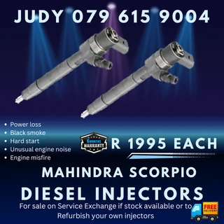 Mahindra Scorpio Diesel Injectors for sale on service exchange or to recon