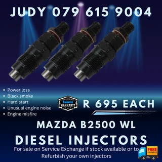 Mazda B2500 WL Diesel Injectors for sale on service exchange or to recon