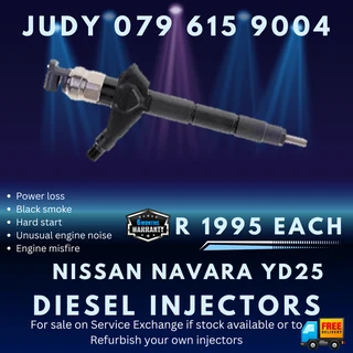 Nissan Navara YD25 Diesel Injectors for sale on service exchange or to recon