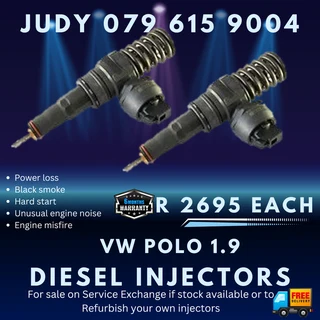VW Polo 1.9 Diesel Injectors for sale on service exchange or to recon