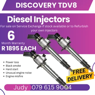 Discovery TDV8 Diesel Injectors for sale on service exchange or to recon