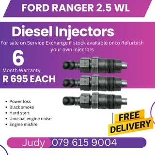 Ford Ranger 2.5 WL Diesel Injectors for sale on service exchange or to recon