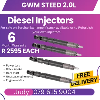 GWM Steed 2.0L Diesel Injectors for sale on service exchange or to recon