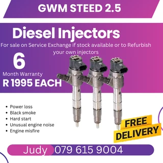 GWM Steed 2.5 Diesel Injectors for sale on service exchange or to recon