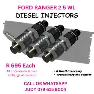 Ford Ranger 2.5 WL Diesel Injectors for sale on service exchange or to recon