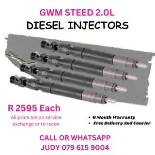 GWM Steed 2.0L Diesel Injectors for sale on service exchange or to recon