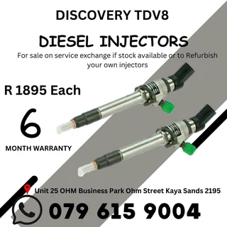 Discovery TDV8 Diesel Injectors for sale on service exchange or to recon
