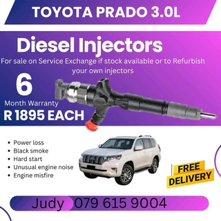 Toyota Prado 3.0L Diesel Injector for sale on service exchange or to recon