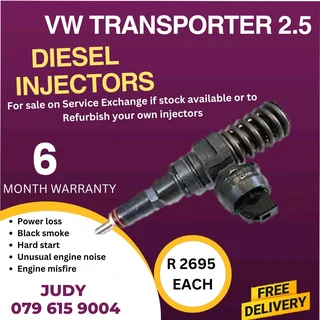 VW Transporter 2.5 Diesel Injector for sale on service exchange or to recon