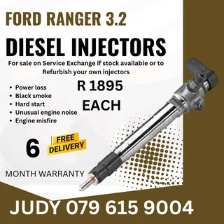 Ford Ranger 3.2 Diesel Injectors for sale on service exchange or to recon