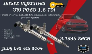 VW Polo 1.6 TDI Diesel injector for sale on service exchange or to recon