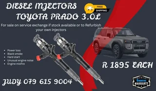 Toyota Prado 3.0L Diesel Injector for sale on service exchange or to recon