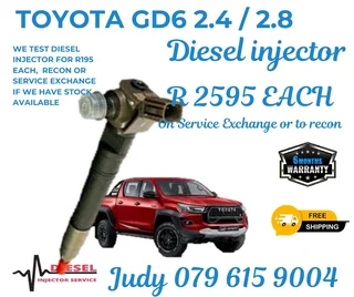 Toyota Gd6 2.4 /2.8 Diesel Injectors for sale on service exchange or to recon
