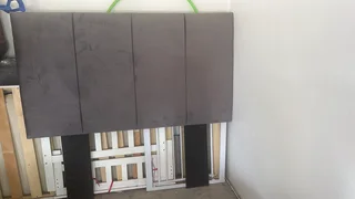 6 Dining Suite Chairs Brown leather &#43; velvet headboard