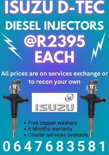 Isuzu D-tec Diesel Injectors/ We Recon And Sell On Exchange
