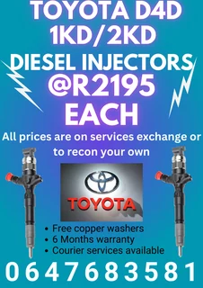 Toyota D4d 1kd/2kd Diesel Injectors For Sale Free Copper Washers