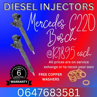 Mercedes C220 Bosch Diesel Injectors For Sale 6 Months Warranty