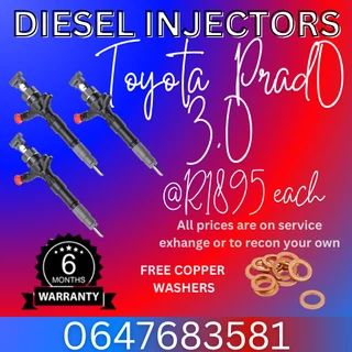 Toyota Prado Diesel Injectors For Sale With Copper Washers