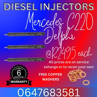 Mercedes C220 Delphi Diesel Injectors For Sale With Washers