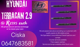 Hyundai Terracan 2.9 Diesel Injectors For Sale Warranty Included